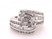 Round and Baguette Diamond Fashion Ring